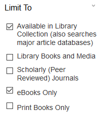 Limit to print or ebooks in Discover